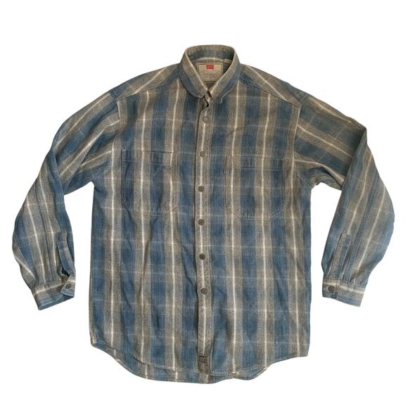 Levi's Men's Size M VTG Salt And Pepper Surf Stripe Denim Grunge Work Shirt - Picture 1 of 16